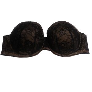Torrid Curve Bra Black Lace Tan  Multi-Way Underwire Strapless Size 46DD